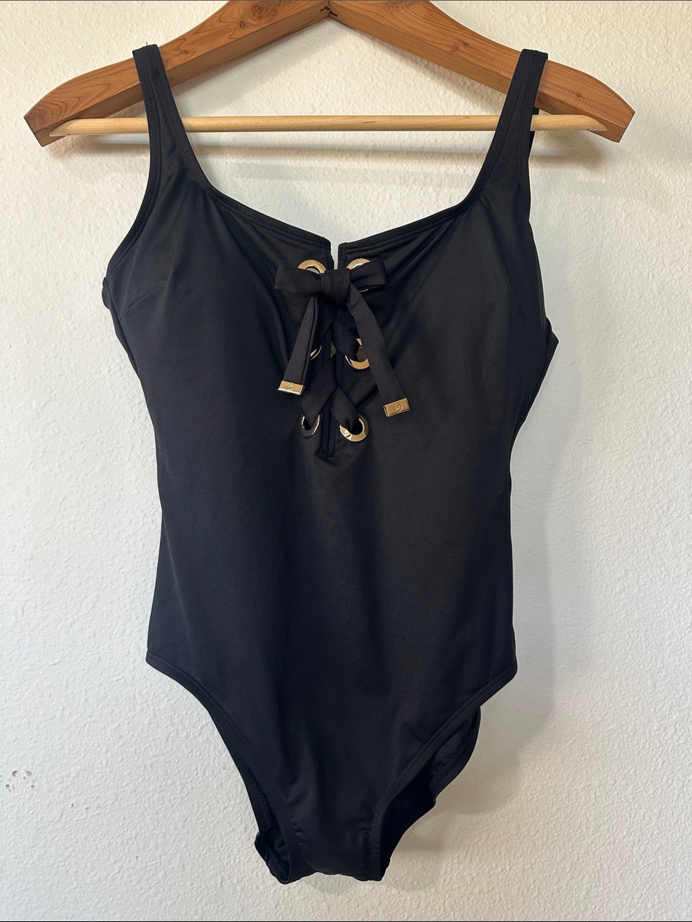 Michael Kors Black Lace-Up One-Piece Swimsuit 14